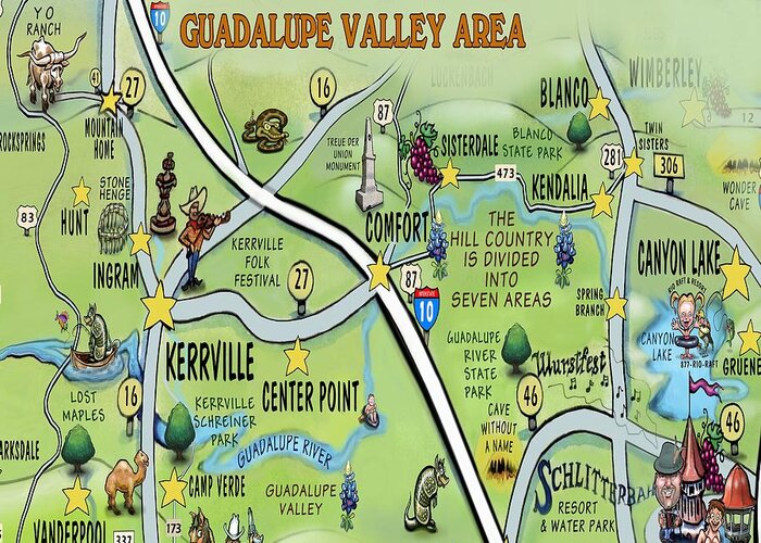 Guadalupe Greeting Card featuring the digital art Guadalupe Valley Area by Kevin Middleton