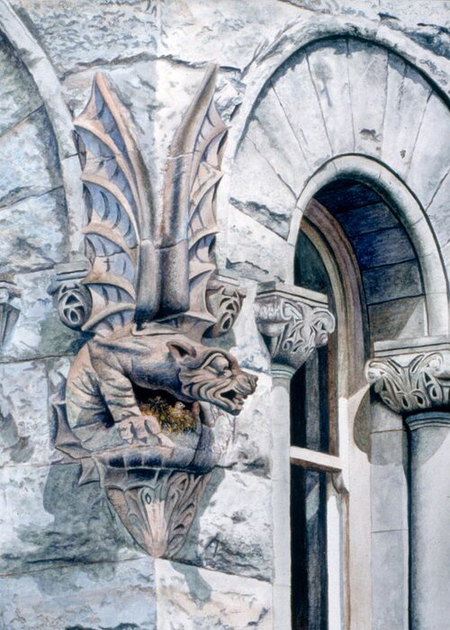 Gargoyle Greeting Card featuring the painting Guardian Angel by Bob Nolin