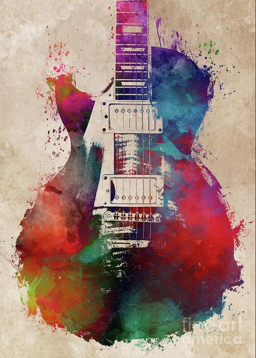 Guitar Greeting Card featuring the digital art Guitar Art by Justyna Jaszke JBJart