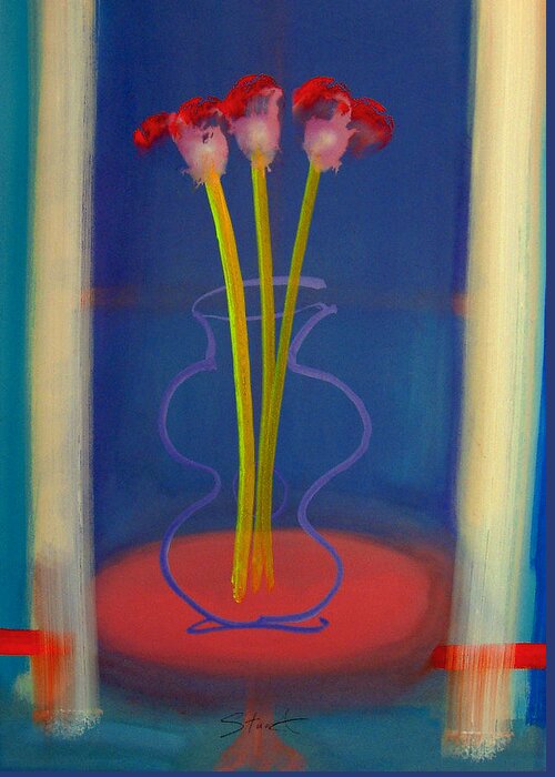 Guitar Greeting Card featuring the painting Guitar Vase by Charles Stuart
