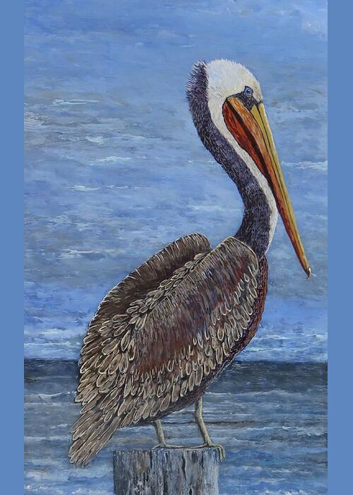Pelican Greeting Card featuring the painting Gulf Coast Brown Pelican by Suzanne Theis