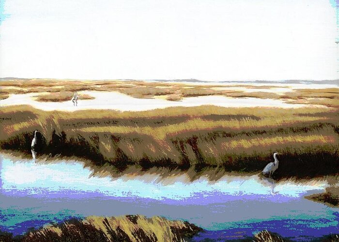Seascapes Greeting Card featuring the painting Gulf Coast Florida Marshes I by G Linsenmayer