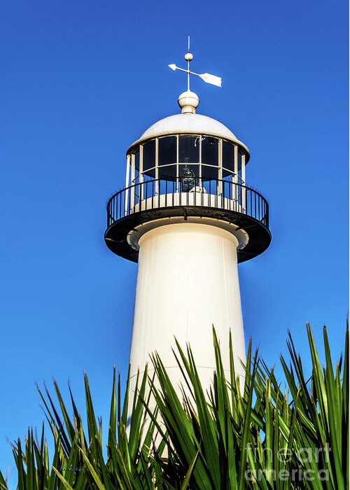 Biloxi Greeting Card featuring the photograph Gulf Coast Lighthouse Seascape Biloxi MS 3819A by Ricardos Creations