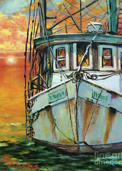 Louisiana Art Greeting Card featuring the painting Gulf Coast Shrimper by Dianne Parks