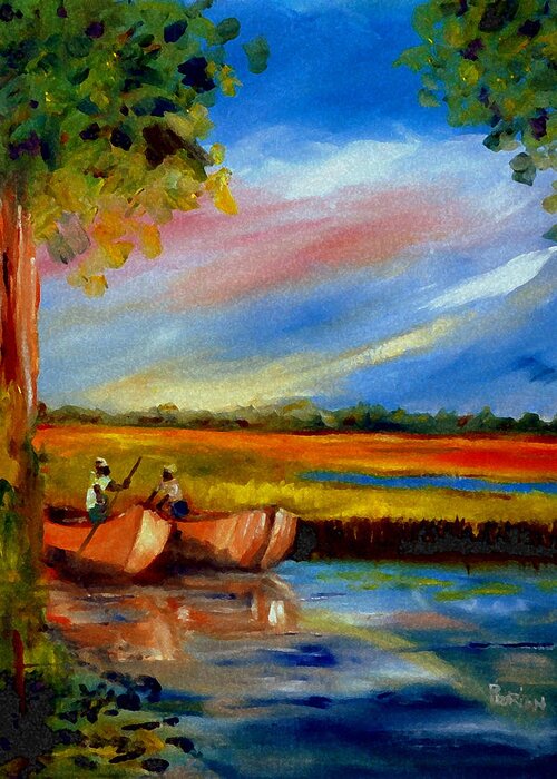 Gullah Lowcountry Sc Greeting Card featuring the painting Gullah Lowcountry SC by Phil Burton