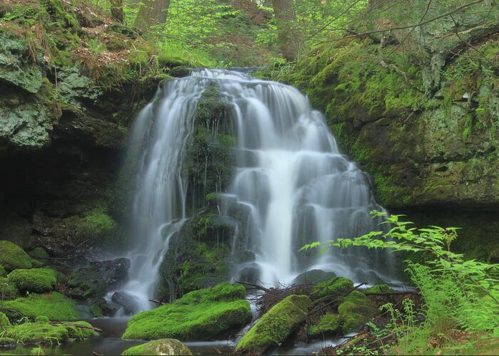 Waterfall Greeting Card featuring the photograph Gunn Brook Slip Dog Falls Mount Toby by John Burk