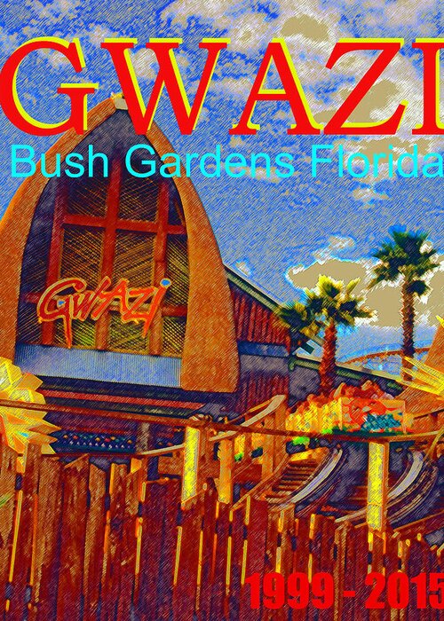 Gwazi Greeting Card featuring the painting Gwazi Coaster 1999 - 2015 by David Lee Thompson