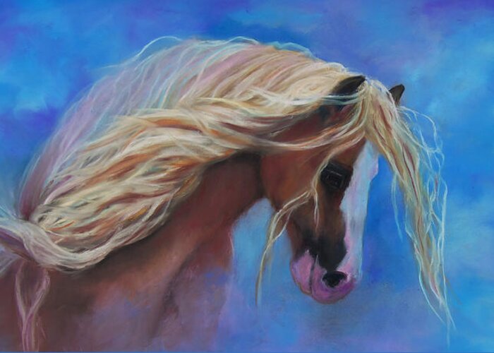 Gypsy Horse Art Greeting Card featuring the pastel Gypsy In The Wind by Karen Kennedy Chatham