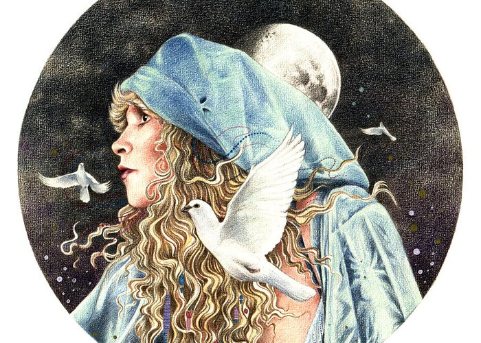 Stevie Nicks Portrait Greeting Card featuring the drawing Gypsy by Johanna Pieterman