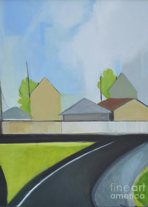Suburban Landscape Greeting Card featuring the painting Hackensack Exit by Ron Erickson