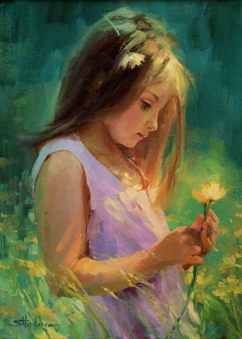 Girl Greeting Card featuring the painting Hailey by Steve Henderson