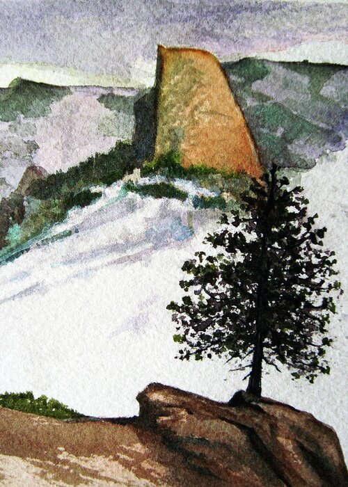 Scenery Greeting Card featuring the painting Half Dome by Karen Coggeshall