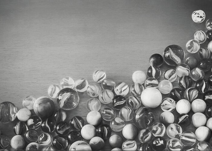Black And White Greeting Card featuring the photograph Half My Marbles by Scott Norris