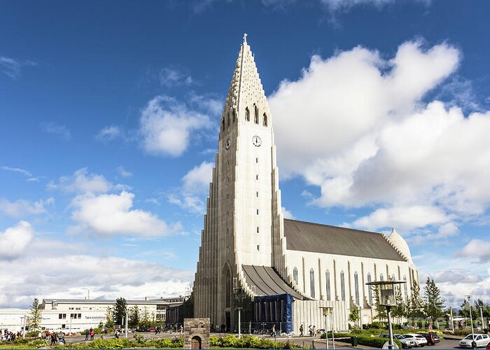 Capital Cities Greeting Card featuring the photograph Hallgrimskirkja church in Reykjavik by Didier Marti