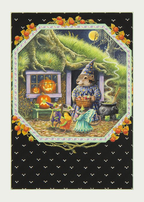 Halloween Greeting Card featuring the painting Halloween Treats by Lynn Bywaters