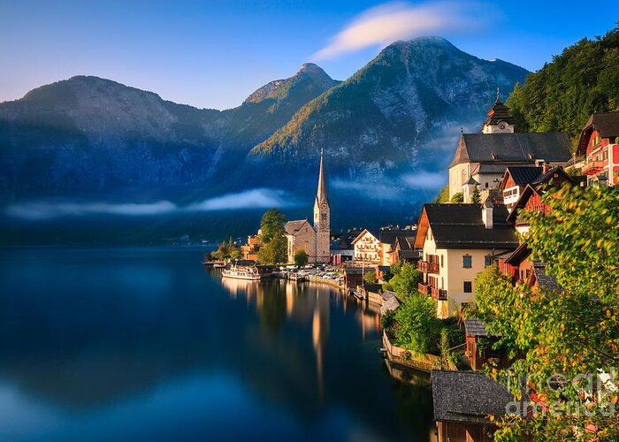 Photography Greeting Card featuring the photograph Hallstatt is a village in the Salzkammergut, a region in Austria by Henk Meijer Photography