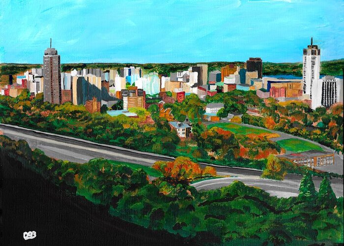 Hamilton Greeting Card featuring the painting Hamilton Ontario by David Bigelow