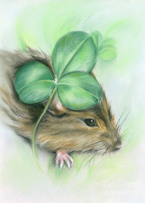 Animal Greeting Card featuring the painting Hamster in the Clover by MM Anderson