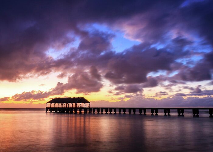 Hanalei Pier Greeting Card featuring the photograph Hanalei Pier by James Eddy