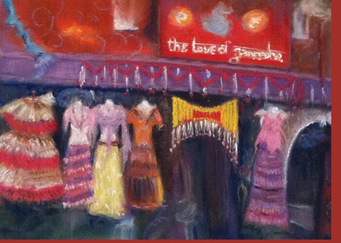 Colorful Greeting Card featuring the pastel Hangin' in The Haight by Sandra Lee Scott
