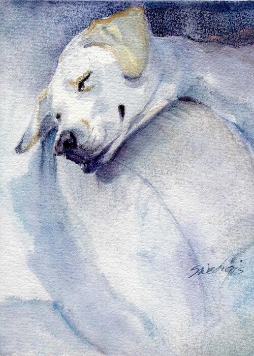 Yellow Lab Greeting Card featuring the painting Hangin' Out by Sheila Wedegis