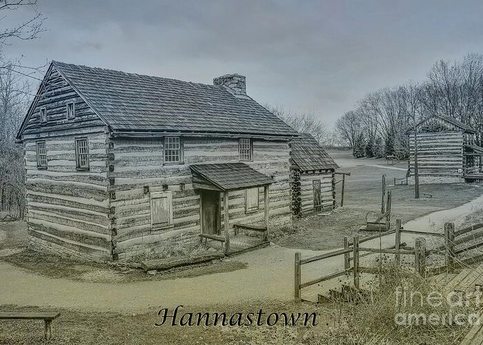 Hannastown Log Cabin One Greeting Card featuring the digital art Hannastown Log Cabin Two by Randy Steele