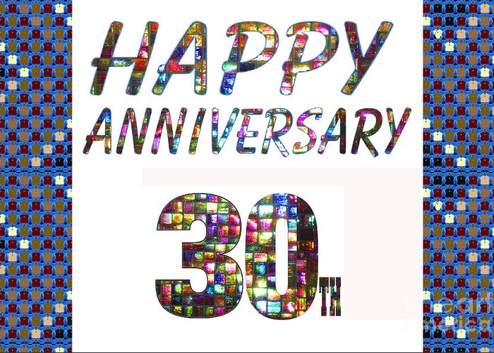 Happy Anniversary Greeting Card featuring the painting Happy 30 30th Anniversary Celebrations design on Greeting Cards t-shirts pillows curtains by Navin Joshi