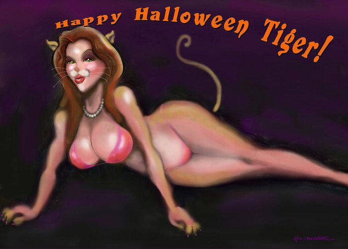 Happy Greeting Card featuring the greeting card Happy Halloween Tiger by Kevin Middleton
