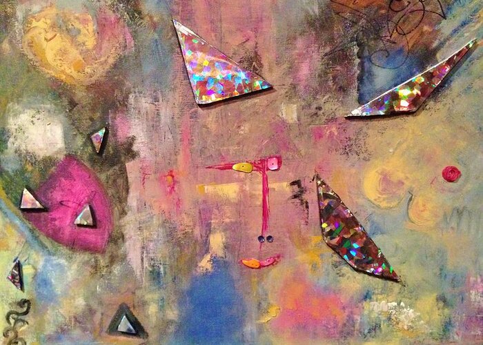 Mixed Media Greeting Card featuring the painting Happy Holograms by Marla McPherson