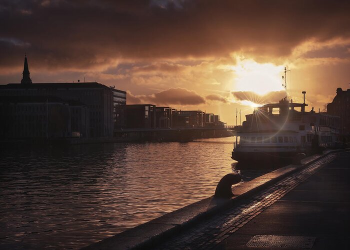 Copenhagen Greeting Card featuring the photograph Harbour Sunset Copenhagen by Carol Japp
