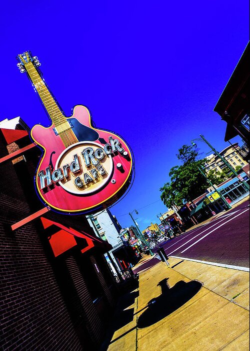 Memphis Greeting Card featuring the photograph Hard Rockin on Beale by D Justin Johns