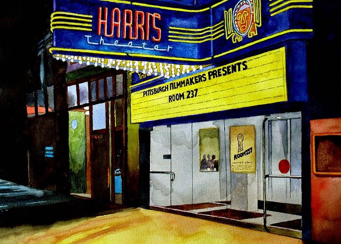 Theater Greeting Card featuring the painting Harris Theater Pittsburgh Pennsylvania by Christopher Shellhammer
