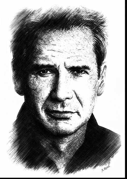 Harrison Ford Greeting Card featuring the drawing Harrison Ford sketch edit by Andrew Read