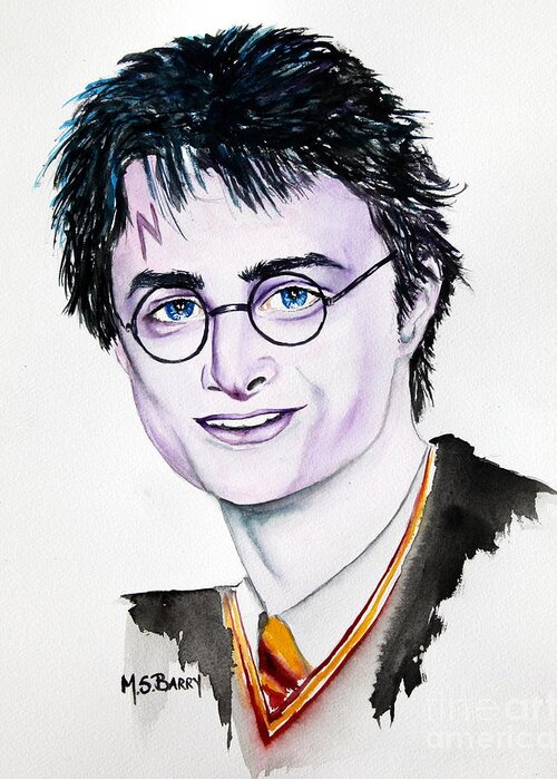 Harry Potter Greeting Card featuring the painting Harry Potter by Maria Barry
