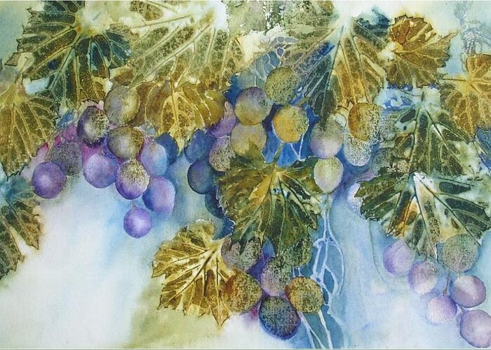 Grapes Greeting Card featuring the painting Harvest Time by Pamela Lee