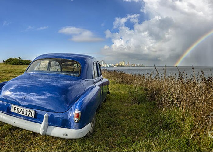 Old Car Greeting Card featuring the photograph Havana Rainbow by Jose Rey