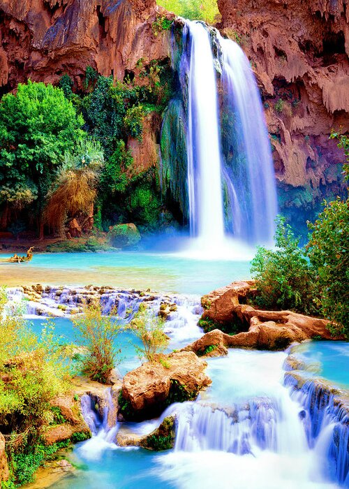 Natural Landscape Greeting Card featuring the photograph Havasu Falls by Frank Houck