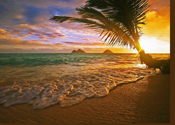 Beach Greeting Card featuring the photograph Hawaii Lanikai Sunrise by Tomas del Amo - Printscapes