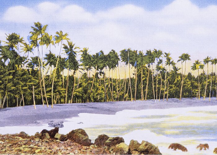 1930 Greeting Card featuring the painting Hawaii Postcard by Hawaiian Legacy Archive - Printscapes