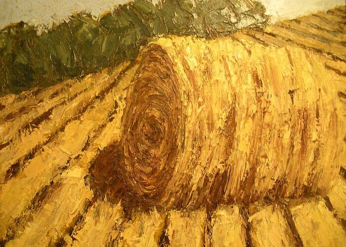 Art Sale Greeting Card featuring the painting Haybale Hill by Jaylynn Johnson