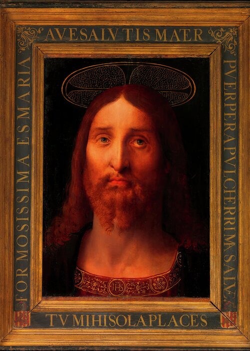 Painting Greeting Card featuring the painting Head Of Christ                  by Mountain Dreams