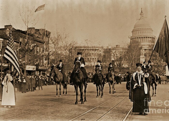 Head Greeting Card featuring the photograph Head of Washington D.C. Suffrage Parade by Padre Art