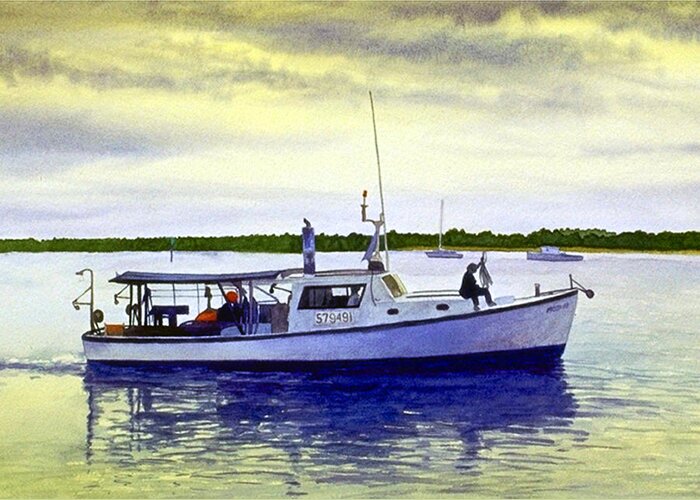 Fishermen Greeting Card featuring the painting Headin' Home by Bob Nolin