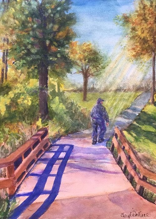 Bridge Greeting Card featuring the painting Heading Home by Cheryl Wallace