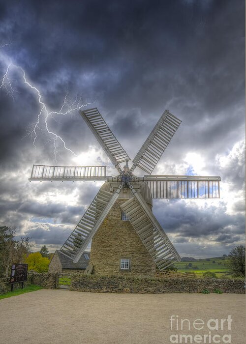 Heage Greeting Card featuring the photograph Heage Windmill storm by Steev Stamford