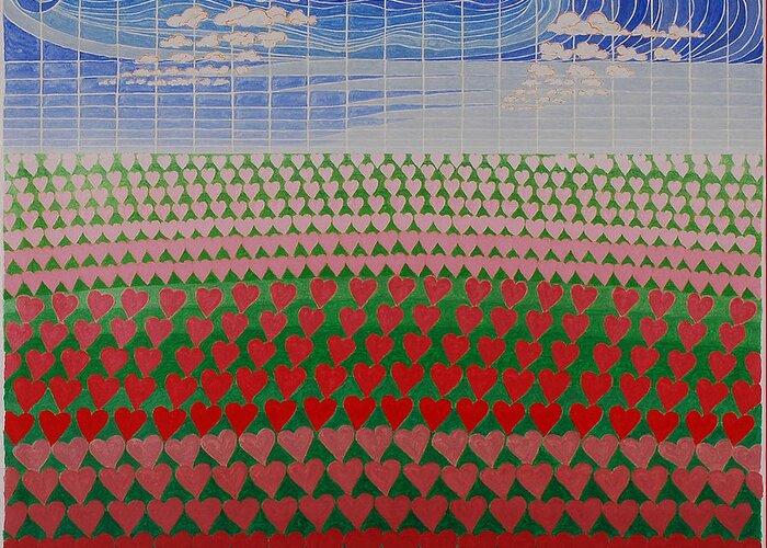 3d Greeting Card featuring the painting Heart Fields by Jesse Jackson Brown