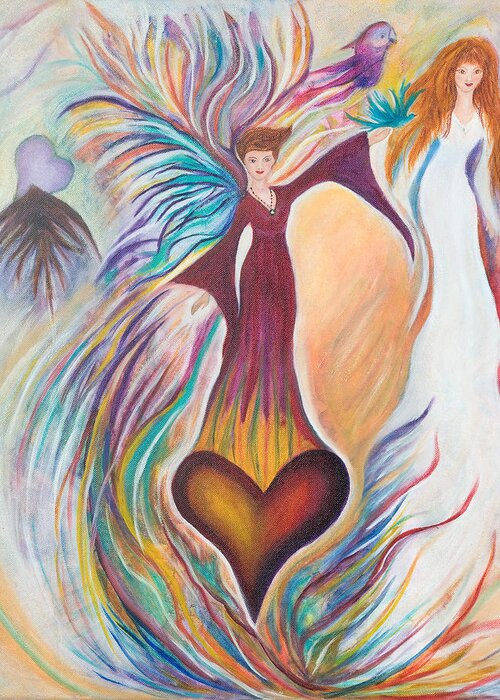 Heart Greeting Card featuring the painting Heart Goddess by Leti C Stiles