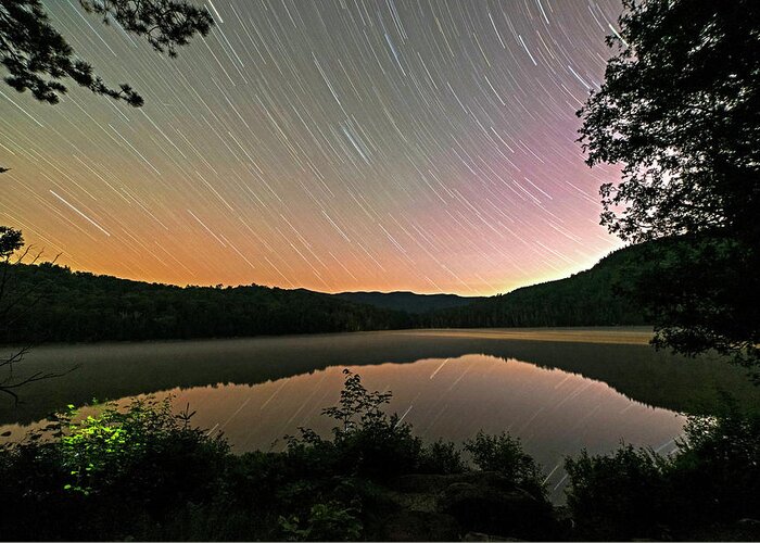 Heart Greeting Card featuring the photograph Heart Lake Star Trail Adirondacks North Elba by Toby McGuire