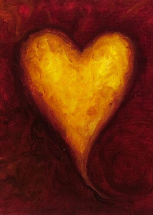 Heart Greeting Card featuring the painting Heart of Gold 1 by Shannon Grissom