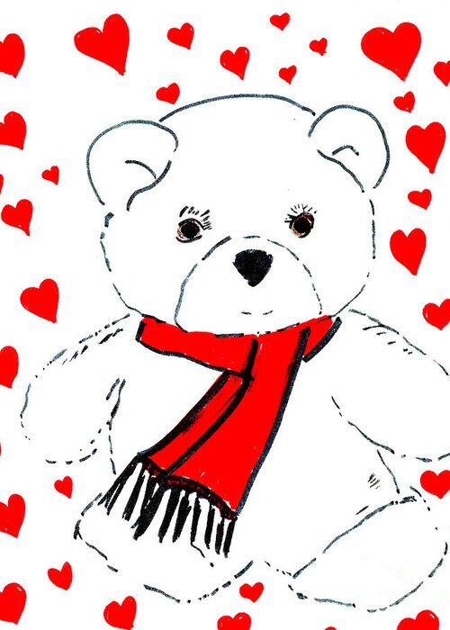 Teddy Greeting Card featuring the drawing Heart Teddy by Sonya Chalmers